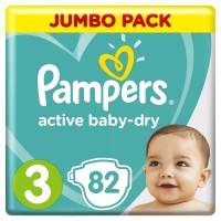 Подгузники Active Baby-Dry 3 6-10 кг Pampers 82шт