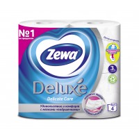 Туалетная бумага белая трехслойная Zewa Deluxe 4шт